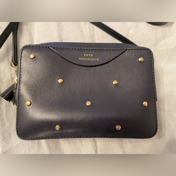 Navy Anya Hindmarch - Double Zip Leather Crossbody with adjustable strap - Picture 2 of 10